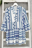 Fashion Casual Print Split Joint V Neck Princess Dresses