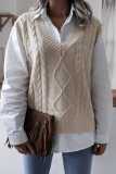 Casual Solid Split Joint V Neck Tops