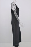 Fashion Casual Solid Split Joint U Neck Loose Jumpsuits