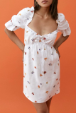 Sweet Print Split Joint Tie-dye V Neck Dresses