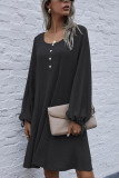 Fashion Casual Solid O Neck Long Sleeve Dress Dresses
