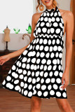 Fashion Casual Dot Backless Halter A Line Dresses