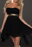 Fashion Casual Solid Split Joint Strapless Irregular Dresses