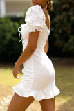 Fashion Sexy Solid Split Joint V Neck A Line Dresses