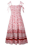 Fashion Street Print Split Joint Spaghetti Strap A Line Dresses