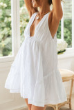 Fashion Sexy Solid Backless V Neck Irregular Dresses