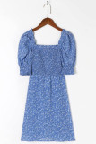 Fashion Street Print Split Joint Square Collar A Line Dresses