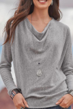 Casual Solid Split Joint Asymmetrical Collar Tops