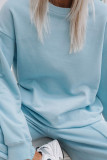 Fashion Sportswear Solid Split Joint O Neck Long Sleeve Two Pieces