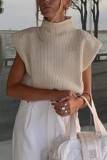 Fashion Casual Solid Split Joint Turtleneck Tops