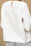 Casual Sweet Solid Hollowed Out Split Joint Buttons O Neck T-Shirts