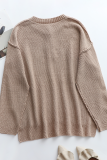 Casual Solid Buckle V Neck Tops Sweater