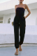 Fashion Elegant Solid Split Joint Frenulum Strapless Jumpsuits