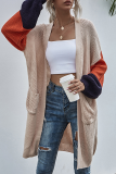 Casual Patchwork Pocket Contrast Tops Sweater