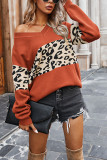 Fashion Street Leopard Split Joint V Neck Tops