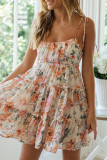 Fashion Bohemian Print Split Joint Spaghetti Strap Beach Dresses