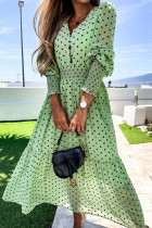Fashion Street Polka Dot Split Joint V Neck Waist Skirt Dresses