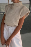 Fashion Casual Solid Split Joint Turtleneck Tops