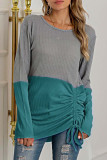 Fashion Casual Solid Split Joint O Neck T-Shirts