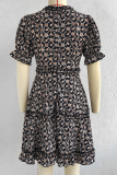 Casual Elegant Print Split Joint Stringy Selvedge V Neck A Line Dresses