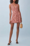 Fashion Elegant Floral Buckle V Neck A Line Dresses