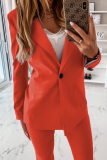 Elegant Solid Split Joint Buttons Turn-back Collar Outerwear