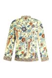 Street Print Split Joint Buttons Mandarin Collar Tops