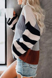 Fashion Casual Striped Split Joint O Neck Tops