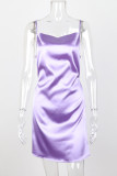 Fashion Street Solid Spaghetti Strap A Line Dresses
