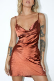 Fashion Street Solid Spaghetti Strap A Line Dresses