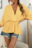 Fashion Casual Solid Split Joint V Neck Tops