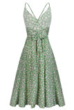 Fashion Casual Print Split Joint V Neck A Line Dresses