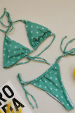 Fashion Vacation Print Split Joint Frenulum Swimwears