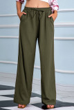 Fashion Casual Solid Without Belt Loose High Waist Wide Leg Bottoms
