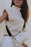 Fashion Casual Solid Split Joint Turtleneck Tops