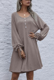 Fashion Casual Solid O Neck Long Sleeve Dress Dresses