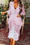 Fashion Street Solid Split Joint V Neck Princess Dresses