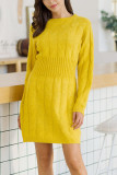 Fashion Daily Adult Solid O Neck Long Sleeve Knee Length Long Sleeve Dress Dresses