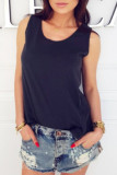 Fashion Street Solid Backless O Neck Tops