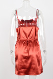 Fashion Street Solid Spaghetti Strap A Line Dresses
