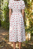 Casual Celebrities Print Split Joint Fold Square Collar Waist Skirt Dresses