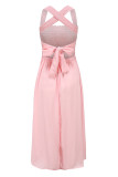 Fashion Casual Solid Backless Spaghetti Strap A Line Dresses