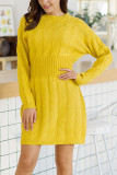 Fashion Daily Adult Solid O Neck Long Sleeve Knee Length Long Sleeve Dress Dresses