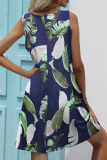 Fashion Elegant Floral Split Joint Pocket V Neck A Line Dresses