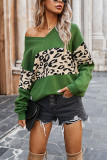 Fashion Street Leopard Split Joint V Neck Tops