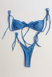 Fashion Simplicity Solid Frenulum Swimwears