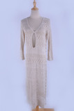 Fashion Vacation Solid Hollowed Out Swimwears Cover Up