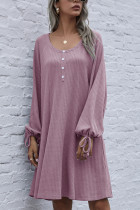 Fashion Casual Solid O Neck Long Sleeve Dress Dresses