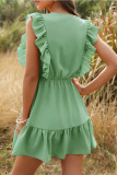 Fashion Bohemian Solid Split Joint V Neck A Line Dresses