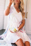 Fashion Street Tie Dye V Neck A Line Dresses